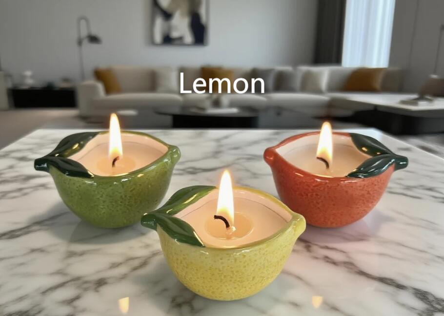 Ceramic Lemon Candle